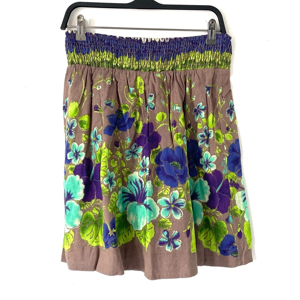 Free People Linen Blend Floral Skirt